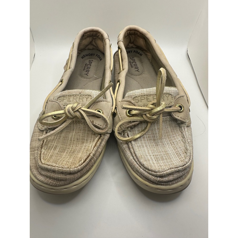 Sperry Women's Size 6.5 M Tan Gold Laced Boat Shoes Memory Foam